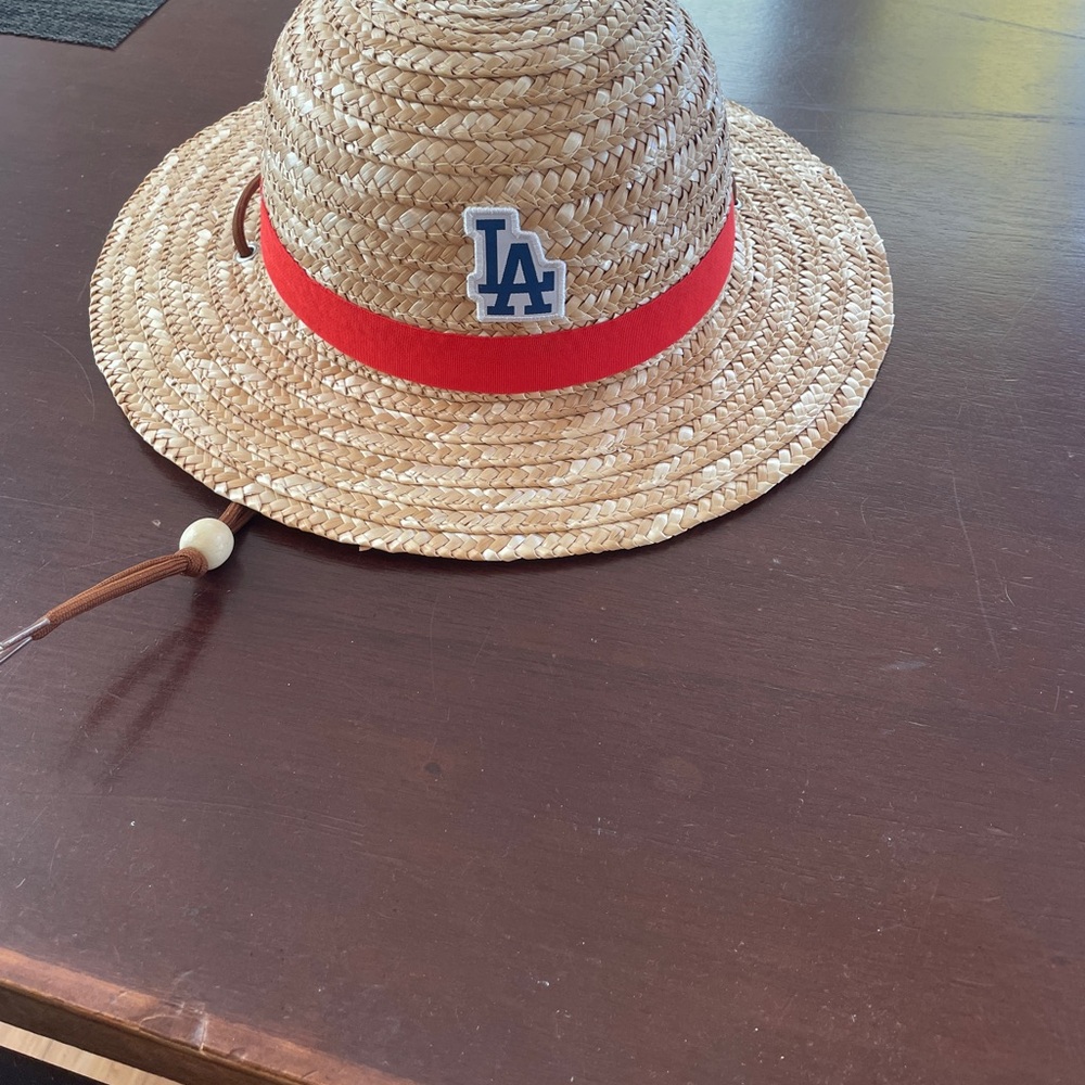 Straw Hat with Red Band and LA Logo
